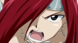 Rule 34 | 1girl, animated, animated gif, armor, armored dress, breasts, cleavage, erza scarlet, fairy tail, large breasts, lowres, midriff, red hair, screencap, solo, sword, weapon, wings