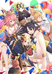 Rule 34 | 5girls, abigail williams (fate), ahoge, animal ear fluff, animal ears, armor, balloon, bare shoulders, barefoot, bell, bikini, black bow, black dress, black hair, black headwear, blonde hair, blue eyes, blue kimono, blurry, blurry background, blush, bly-yuan, bodysuit, bottle, bow, braid, breasts, bridal veil, capelet, chain, cleavage, closed eyes, cup, dress, drinking glass, fang, fate/apocrypha, fate/extra, fate/extra ccc, fate/grand order, fate (series), feet, forehead, fox ears, fox girl, fox tail, hair bow, hair intakes, hair ornament, hairpin, hat, unworn hat, head wreath, headpiece, unworn headwear, highres, ishtar (fate), japanese clothes, jeanne d&#039;arc (fate), jeanne d&#039;arc (ruler) (fate), jewelry, jingle bell, kimono, large breasts, legs, long braid, long hair, looking at viewer, looking to the side, medium breasts, multiple girls, multiple hair bows, multiple tails, neck ring, nero claudius (bride) (fate), nero claudius (fate), nero claudius (fate) (all), official alternate costume, open mouth, orange bow, parted bangs, pink hair, polka dot, polka dot bow, purple dress, red eyes, ribbed dress, single braid, sleeves past fingers, sleeves past wrists, small breasts, smile, string of flags, stuffed animal, stuffed toy, swimsuit, tail, tamamo (fate), tamamo no mae (fate/extra), tamamo no mae (third ascension) (fate), teddy bear, thighs, tiara, two side up, veil, white background, white bikini, white bodysuit, wine bottle, wine glass, yellow eyes