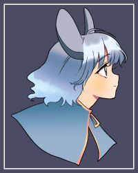 Rule 34 | 1girl, ahoge, animal ears, capelet, from side, grey hair, medium hair, mouse ears, mouse girl, nazrin, profile, red eyes, sibata maru, smile, solo, touhou