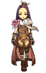 Rule 34 | 1girl, armor, black thighhighs, boots, brown eyes, culcha, culcha (spectral force), ferret, full body, gloves, hat, horns, long hair, official art, pauldrons, purple hair, shoulder armor, sketch, smile, solo, spectral (series), spectral force, thighhighs, white background