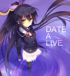 Rule 34 | 10s, 1girl, bad id, bad pixiv id, black thighhighs, copyright name, date a live, from above, long hair, looking at viewer, mishima kurone, skirt, solo, thighhighs, very long hair, yatogami tooka