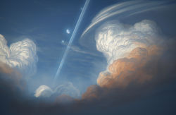 Rule 34 | cloud, contrail, justinas vitkus, moon, multiple moons, no humans, original, planetary ring, scenery, science fiction, sky