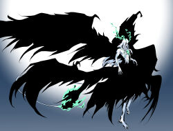 Rule 34 | 1boy, absurdres, alternate form, arrancar, barefoot, black fur, black wings, bleach, bleach: brave souls, claws, closed mouth, colored sclera, colored skin, demon boy, facial mark, feathered wings, fiery horns, fiery tail, flying, full body, full moon, hair between eyes, highres, hogyoku (bleach), hole in chest, hole on body, horns, ken hollow, long hair, long tail, male focus, monster boy, moon, multiple wings, official alternate hair color, resurreccion, solo, spread wings, tail, topless male, ulquiorra cifer, white hair, white skin, wings, yellow sclera