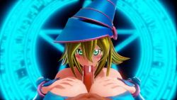 Rule 34 | 1boy, 1girl, 3d, animated, artist request, bare shoulders, blonde hair, blush, blush stickers, breast press, breasts, breasts squeezed together, cleavage, collar, cum, cum in mouth, dark magician girl, detached sleeves, erection, facial, fellatio, green eyes, happy, hat, hetero, large breasts, long hair, looking at another, looking at viewer, magic circle, magical girl, moaning, open mouth, oral, paizuri, paizuri under clothes, penis, shiny skin, smile, sound, video, window, wizard hat, yu-gi-oh!, yu-gi-oh! duel monsters