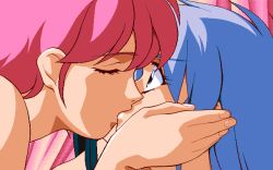 Rule 34 | 1990s (style), 2 shot diary 2, 3girls, blue hair, character request, game cg, kiss, may-be soft, multiple girls, pc98, pink hair, retro artstyle, tagme, youko (2 shot diary 2), yuri