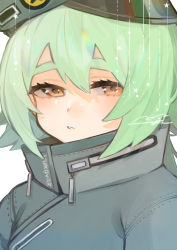Rule 34 | 1girl, aaoshigatoutoi, absurdres, girls&#039; frontline, green hair, hat, highres, hs2000 (girls&#039; frontline), jacket, looking at viewer, short hair, signature, solo, star (symbol), white background, zipper
