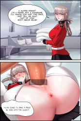 Rule 34 | 1girl, absurdres, anus, blanket, braid, braided ponytail, censored, clenched teeth, english text, fate/grand order, fate (series), florence nightingale (fate), folded, from side, highres, holding, holding blanket, instant loss, mating press, nortipai, pantyhose, penis, pink eyes, pussy, sex, silver hair, teeth, torn clothes, torn legwear, vaginal, white pantyhose