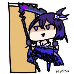 Rule 34 | 1girl, animated, animated gif, door, kicking, lowres, open mouth, scythe, seseren, short hair, triangle mouth