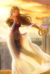 Rule 34 | 1girl, absurdres, blonde hair, braid, bridal gauntlets, chan qi (fireworkhouse), chanseven, dress, female focus, finger to mouth, highres, jewelry, long dress, long hair, lots of jewelry, nintendo, pointy ears, princess zelda, see-through, see-through silhouette, shushing, solo, the legend of zelda, the legend of zelda: twilight princess, torn clothes