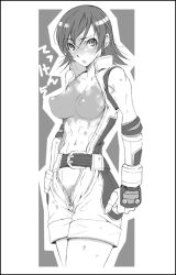 Rule 34 | breasts, kazama asuka, monochrome, open clothes, open shirt, shirt, tekken