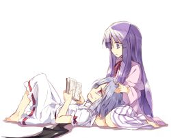 Rule 34 | &gt;:d, 2girls, :d, barefoot, bat wings, blue hair, blush, book, commentary request, friends, twirling hair, holding, holding book, lap pillow, light purple hair, long hair, low wings, lying, md5 mismatch, multiple girls, no headwear, open book, open mouth, patchouli knowledge, playing with another&#039;s hair, purple eyes, purple hair, reading, red eyes, remilia scarlet, resolution mismatch, satou kibi, short hair, sideways mouth, silver hair, simple background, sketch, slit pupils, smile, source larger, touhou, v-shaped eyebrows, white background, wings