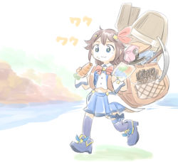 Rule 34 | + +, 1girl, backpack, bag, blue eyes, blue skirt, blue thighhighs, boat, bow, bowtie, brown hair, carrot, commentary request, ds (ndsl), eating, food, food on face, hair flaps, hair ornament, hair ribbon, holding, holding food, holding map, hololive, map, medium hair, midriff, minecraft, navel, oar, pickaxe, pleated skirt, red bow, red bowtie, ribbon, sidelocks, skirt, solo, star (symbol), star hair ornament, sword, thighhighs, tokino sora, tokino sora (1st costume), virtual youtuber, walking, watercraft, weapon