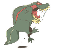 Rule 34 | blank eyes, chibi, claws, deviljho, dinosaur, dragon, drooling, from side, full body, jumping, monster hunter (series), no humans, onikobe rin, open mouth, sharp teeth, simple background, solo, spikes, teeth, tongue, white background