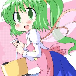 Rule 34 | 1girl, apron, blush, cooking, daiyousei, female focus, geetsu, green eyes, green hair, smile, solo, standing, embodiment of scarlet devil, touhou, wings