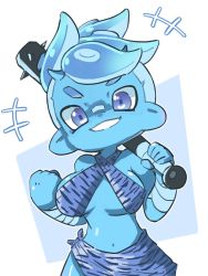 Rule 34 | 1girl, blue skin, breasts, colored skin, highres, large breasts, nintendo, octoling player character, oni, smile, splatoon (series), whichdoll