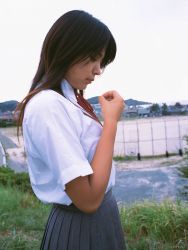 Rule 34 | 1girl, asian, cosplay, kawamura yuki, long hair, outdoors, photo (medium), pleated skirt, school uniform, skirt, solo, tagme