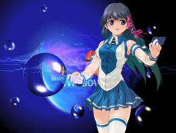 Rule 34 | 1girl, blue skirt, os-tan, shirota dai, skirt, solo, thighhighs, wallpaper, xp-tan