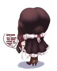 Rule 34 | 1girl, absurdres, ass, bent over, bloodborne, high heels, highres, huge ass, looking at viewer, meme, no lady on twitter can recreate this (meme), plain doll, simple background, solo, standing, sunnysundown, wide hips