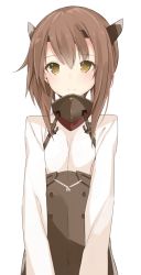 Rule 34 | 10s, 1girl, akiha (attract), bad id, bad twitter id, brown hair, hair between eyes, headgear, kantai collection, short hair, simple background, smile, solo, taihou (kancolle), white background, yellow eyes