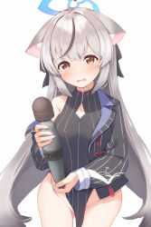 Rule 34 | 1girl, absurdres, animal ears, blue archive, breasts, china dress, chinese clothes, dress, grey hair, highres, kokona (blue archive), long hair, sex toy, small breasts, solo, tears, very long hair, vibrator, white background