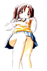 Rule 34 | 00s, 1girl, blue skirt, jas (littlecrime), lowres, lying, school uniform, skirt, solo, tsukihime, yumizuka satsuki