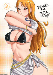 Rule 34 | 1girl, breasts, elpipe 3000, highres, large breasts, long hair, nami (one piece), one piece, solo, undressing
