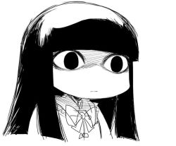 Rule 34 | &lt;o&gt; &lt;o&gt;, 1girl, black hair, bow, expressionless, greyscale, hime cut, houraisan kaguya, long hair, monochrome, shaded face, simple background, sketch, solid circle eyes, solo, spacezin, staring, touhou, upper body, white background, wide-eyed