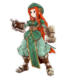 Rule 34 | 1girl, armor, blue eyes, bow, chinese clothes, final fantasy, final fantasy tactics, hat, highres, hong meiling, ledjoker07, long hair, parody, red hair, solo, star (symbol), style parody, touhou