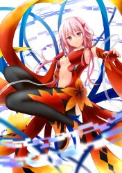 Rule 34 | 1girl, absurdres, alternate eye color, bare shoulders, breasts, center opening, detached sleeves, fingerless gloves, gloves, guilty crown, hair ornament, hairclip, highres, long hair, looking at viewer, medium breasts, null illust, pink eyes, pink hair, solo, twintails, yuzuriha inori