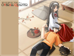 Rule 34 | 00s, 1boy, 1girl, bow, brother and sister, brown hair, cat, cup, glasses, hand on another&#039;s head, holding, holding own hair, indoors, lap pillow, len (tsukihime), long hair, siblings, teacup, tohno akiha, tohno shiki, tray, tsukihime, very long hair