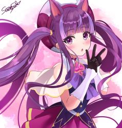 Rule 34 | 1girl, animal ears, blush, dog ears, dog girl, highres, kasumi (princess connect!), magical girl, princess connect!, purple eyes, purple hair, sazamiso rx, skirt