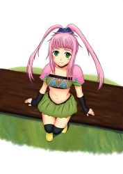 Rule 34 | 1girl, chelsea torn, green eyes, midriff, navel, pink hair, shoes, smile, tales of (series), tales of destiny, thighhighs