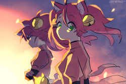 Rule 34 | 1girl, animal ears, bell, cat ears, dual persona, gloves, green eyes, mad mew mew, magical girl, pink hair, pugthe2ro, undertale, white gloves