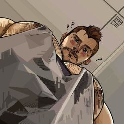 Rule 34 | 1boy, bara, beard stubble, caelum cae, call of duty, call of duty: modern warfare 2, facial hair, foreshortening, green tank top, hairy, highres, large pectorals, looking at viewer, looking down, male focus, mature male, meme, muscular, muscular male, mustache stubble, nipple slip, nipples, pectoral cleavage, pectoral focus, pectorals, photo-referenced, short hair, sidepec, soap (modern warfare 2), solo, stubble, tank top, thick chest hair, thick eyebrows, undercut, upper body, yur oc like this (meme)