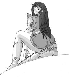 Rule 34 | ass, greyscale, long hair, monochrome, panties, sitting, sitting on face, sitting on person, solo focus, underwear