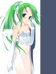 Rule 34 | 1990s (style), 1girl, corset, elbow gloves, final fantasy, final fantasy vi, flat chest, gloves, green hair, hima, lingerie, panties, ponytail, see-through, side-tie panties, solo, tina branford, underwear, white panties, wings