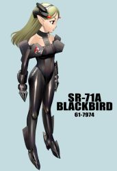 Rule 34 | 1girl, aircraft, airplane, janome gochou, jet, mecha musume, military, original, pointy ears, reconnaissance aircraft, solo, sr-71, sr-71 blackbird, stealth, stealth aircraft