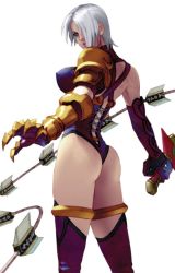 Rule 34 | 1girl, ass, female focus, isabella valentine, living weapon, looking back, official art, solo, soul calibur, soulcalibur, soulcalibur ii, sword, thighhighs, transforming weapon, weapon, whip, whip sword, white hair