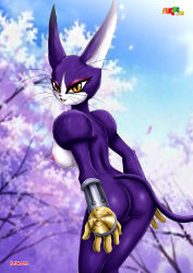 Rule 34 | .hack//, .hack//games, 1girl, animal ears, bandai, breasts, cat, cat tail, cyber connect 2, eyeshadow, fang, furry, furry female, gauntlets, highres, makeup, mia (.hack//), nipples, palcomix, pointy ears, purple fur, pussy, rabbit ears, solo, tail, uncensored, whiskers, yellow eyes