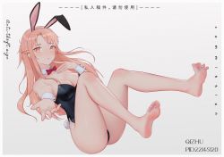 Rule 34 | 1girl, animal ears, artist name, asuna (sao), bad anatomy, bare legs, barefoot, black leotard, blush, bow, bowtie, braid, breasts, cleavage, commission, detached collar, dorsiflexion, fake animal ears, feet, full body, half updo, highres, leotard, long hair, looking at viewer, medium breasts, nail polish, outstretched arm, parted lips, playboy bunny, qizhu, rabbit ears, rabbit tail, red bow, red bowtie, solo, strapless, strapless leotard, sword art online, tail, thighs, toes, wrist cuffs