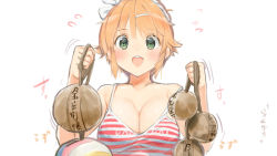 Rule 34 | 1girl, bomb, explosive, hanabi (senran kagura), holding, holding bomb, orange hair, senran kagura, solo, tagme, white background