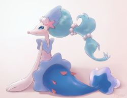 Rule 34 | blue eyes, closed mouth, commentary request, creatures (company), full body, game freak, gen 7 pokemon, highres, looking at viewer, looking back, nintendo, no humans, pokemon, pokemon (creature), primarina, reka (reka730), smile, solo, white background