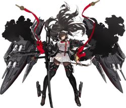 Rule 34 | 1girl, azur lane, black coat, black footwear, black hair, black pantyhose, boots, bow, breasts, brown eyes, cannon, coat, dark takao (azur lane), dual wielding, expressionless, floating hair, gloves, hair bow, hair over one eye, high collar, highres, holding, holding sword, holding weapon, jacket, katana, kishiyo, large breasts, long hair, looking at viewer, military, military uniform, miniskirt, pantyhose, parted lips, pleated skirt, ponytail, ribbon, rigging, skirt, solo, standing, sword, thigh boots, thighhighs, torn clothes, torn legwear, turret, uniform, unzipped, very long hair, weapon, white bow, white jacket, white skirt, wind
