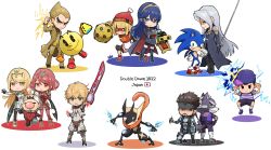 Rule 34 | armor, arms (game), bandai namco, bandana, baseball cap, beanie, black hair, blonde hair, blue eyes, blue hair, blunt bangs, blush, bodysuit, breasts, brown hair, cape, chest jewel, chibi, chinese clothes, creatures (company), domino mask, dragon, dragon (arms), dress, earrings, facial hair, final fantasy, final fantasy vii, final fantasy vii advent children, fingerless gloves, fire emblem, fire emblem awakening, food, formal, furry, game freak, gen 6 pokemon, gloves, green eyes, greninja, hair between eyes, hat, headband, headpiece, highres, inuisbink, jewelry, knit hat, large breasts, leggings, long hair, looking at viewer, lucina (fire emblem), masamune (ff7), mask, metal gear (series), metal gear solid, min min (arms), mishima kazuya, monado, mother (game), mother 2, multiple boys, multiple girls, muscular, mythra (massive melee) (xenoblade), mythra (xenoblade), ness (mother 2), nintendo, noodles, olimar, open mouth, pac-man, pac-man (game), pants, pantyhose, pikmin (series), pokemon, pokemon (creature), pyra (xenoblade), red eyes, red hair, scar, sega, sephiroth, shirt, short hair, shoulder armor, shulk (xenoblade), simple background, smile, sneaking suit, solid snake, sonic (series), sonic the hedgehog, spiked hair, square enix, star fox, striped clothes, striped shirt, suit, super smash bros., swept bangs, sword, tekken, thick eyebrows, tiara, very long hair, vest, weapon, white hair, wolf o&#039;donnell, xenoblade chronicles (series), xenoblade chronicles 1, xenoblade chronicles 2, yellow eyes