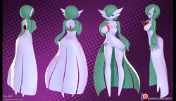 1girl breasts creatures_(company) female_focus game_freak gardevoir gen_3_pokemon green_hair highres nintendo no_humans no_nipples pink_eyes pokemon pokemon_(creature) solo zy0n7