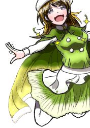 Rule 34 | 1girl, absurdres, artist name, artist request, beret, blush, breasts, brown hair, cape, capelet, dress, female focus, fur collar, fur trim, green cape, green capelet, green dress, green skirt, hair between eyes, hat, highres, jumping, koizumi hanayo, layered skirt, long sleeves, looking at viewer, love live!, love live! school idol project, medium breasts, miniskirt, outstretched arms, parted lips, plaid, plaid dress, plaid skirt, pleated, pleated dress, pleated skirt, purple eyes, short hair, skirt, smile, solo, sparkle print, spread arms, star (symbol), star print, white background, white hat