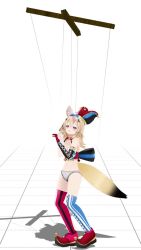 Rule 34 | 1girl, 3d, animal ear fluff, animal ears, animated, audible music, belly, blonde hair, blush, breasts, cleavage, clown girl, clown hat, dancing, fennec, fennec ears, fennec fox, fennec tail, fox, fox girl, hair ornament, highres, hololive, music, navel, omaru polka, panties, puppet, puppet strings, purple eyes, sideboob, singing, solo, sound, tail, underwear, video, virtual youtuber, white background, アダムスミス