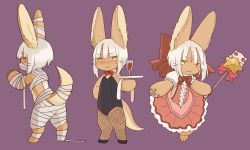 Rule 34 | 1girl, brown eyes, rabbit, playboy bunny, furry, highres, kawasemi27, made in abyss, magical girl, mummy, nanachi (made in abyss), short hair, white hair
