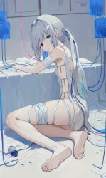Rule 34 | 1girl, absurdres, amane kanata, angel wings, bandaged arm, bandaged leg, bandages, barefoot, blue hair, colored inner hair, commentary request, feathers, feet, full body, grey hair, hair intakes, hair ornament, highres, hololive, indoors, intravenous drip, legs, long hair, looking at viewer, mini wings, multicolored hair, parted lips, pill, pink hair, purple eyes, sidelocks, sitting, soles, solo, stoner08, streaked hair, toes, twintails, virtual youtuber, white feathers, white wings, wings, x hair ornament, yokozuwari