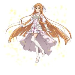 Rule 34 | 1girl, armor, armored dress, asuna (stacia), boots, bracelet, breastplate, breasts, brown eyes, brown hair, cleavage, detached collar, detached sleeves, dress, floating hair, full body, garter straps, gloves, highres, jewelry, long hair, long sleeves, medium breasts, official art, pleated dress, short dress, sleeveless, sleeveless dress, solo, standing, sword art online, sword art online: code register, thigh boots, thighhighs, transparent background, very long hair, white armor, white dress, white footwear, white gloves, white sleeves